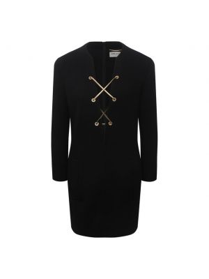 Шерстяное платье Saint Laurent, черное