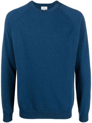 Кашмирен пуловер с кръгло деколте Woolrich синьо