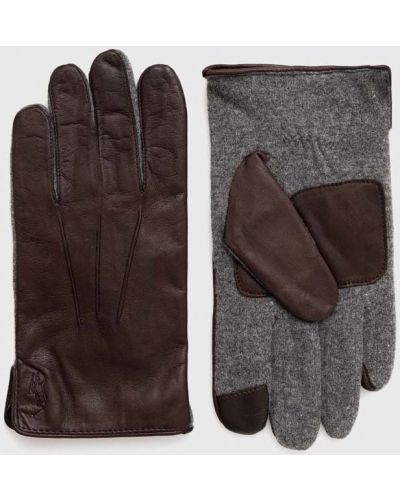 Rękawiczki Polo Ralph Lauren brązowe