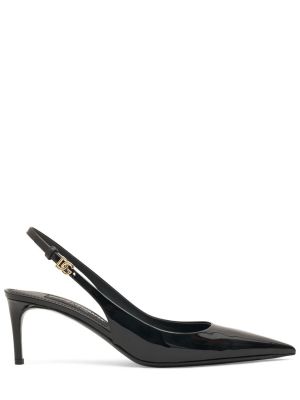 Pantofi cu toc din piele de lac slingback Dolce & Gabbana negru