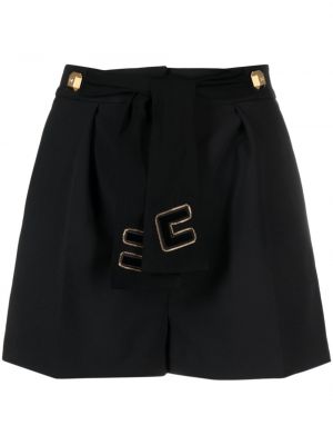 Kratke hlače z vezenjem iz krep tkanine Elisabetta Franchi črna