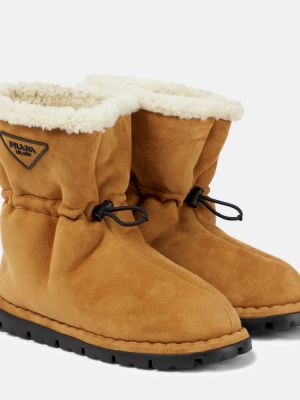 Велурени зимни обувки за сняг Prada кафяво