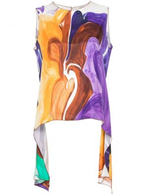 Jedwabna bluzka z nadrukiem w abstrakcyjne wzory Dorothee Schumacher fioletowa