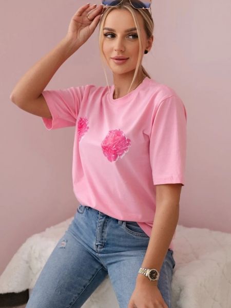 Pamučna bluza s printom Kesi ružičasta