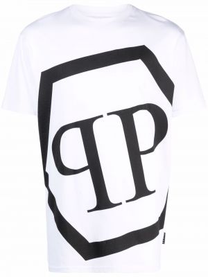 Oversize тениска с принт Philipp Plein бяло