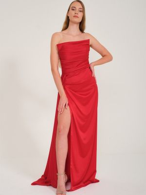 Saténové večerní šaty Carmen červené