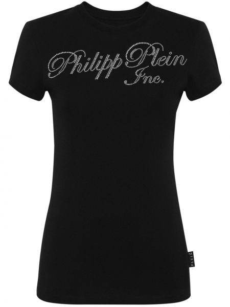 T-krekls ar apdruku ar kristāliem Philipp Plein melns
