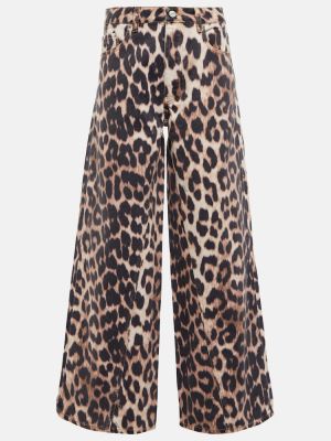 Voľné džínsy s potlačou s leopardím vzorom Ganni