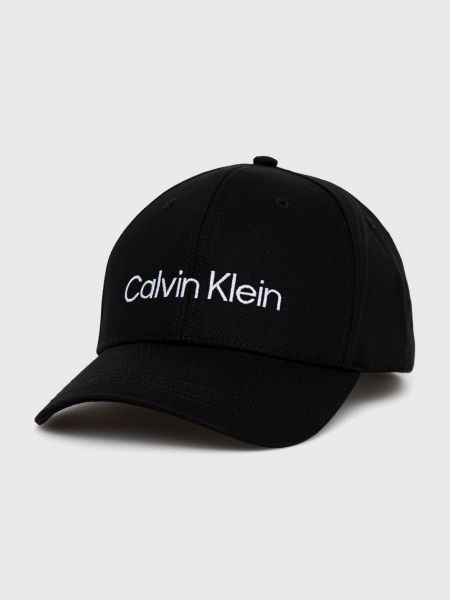 Bavlněný čepice s aplikacemi Calvin Klein černý
