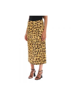 Falda midi con estampado leopardo Saks Potts amarillo