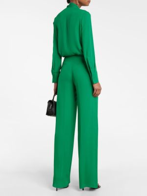 Laia lõikega siidist kõrge vöökohaga püksid Valentino roheline