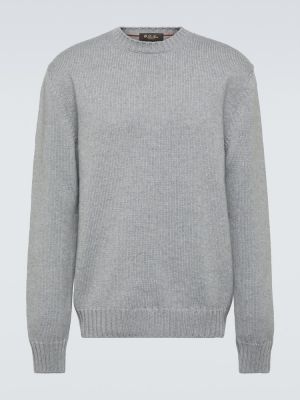 Кашмирен кожаный пуловер Loro Piana сиво