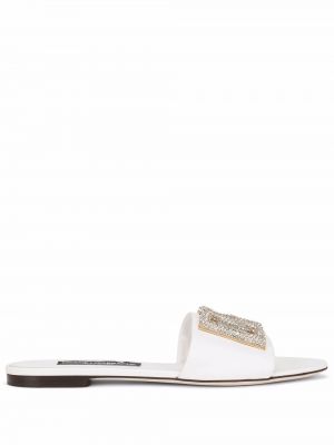 Sandale fără toc slip-on Dolce & Gabbana alb