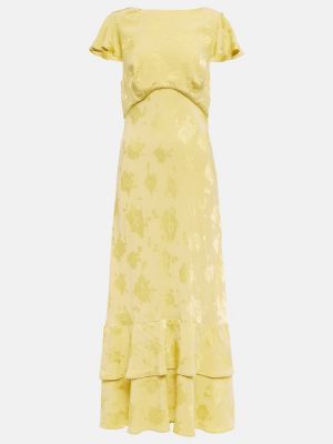 Květinové viskózové midi šaty Rixo - žlutá