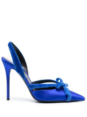 Сатенени полуотворени обувки с отворена пета Tom Ford синьо