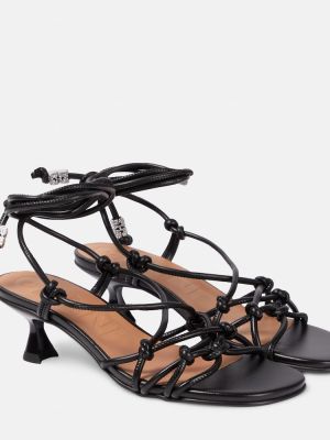 Kožené sandály z imitace kůže Ganni černé