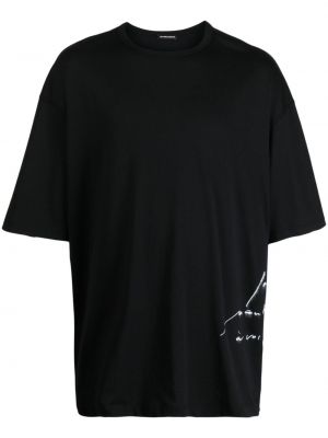 T-shirt en coton à imprimé Ann Demeulemeester noir