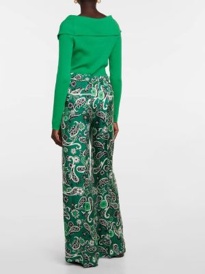 Pantaloni de mătase cu model paisley Dorothee Schumacher verde