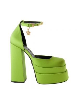 Chaussures de ville en satin à plateforme Versace vert
