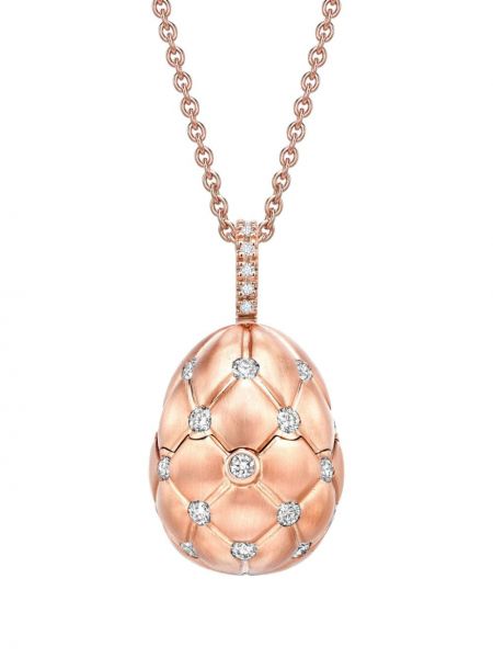 Szív mintás rózsaarany medál Fabergé