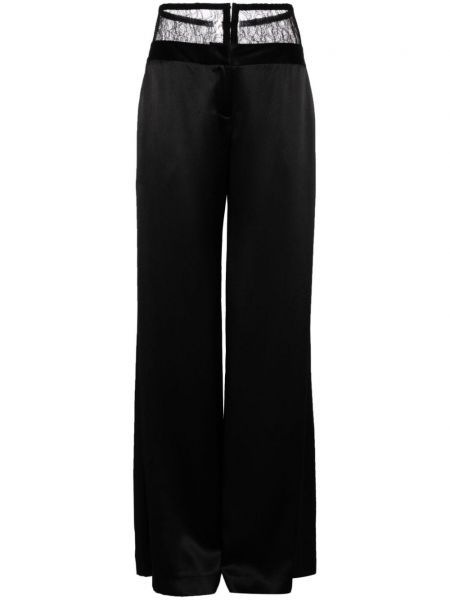 Jedwabne proste spodnie Kiki De Montparnasse czarne