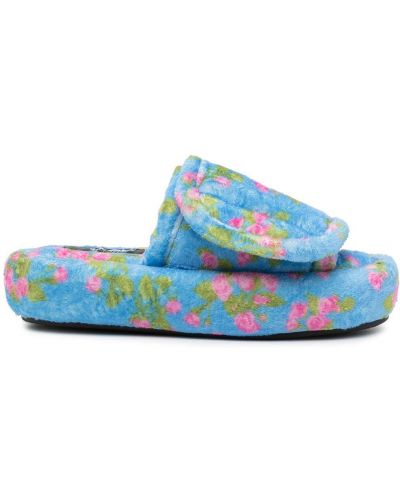 Trykt plattform floral flip-flops Natasha Zinko blå