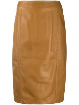 Kožená sukňa Saint Laurent hnedá