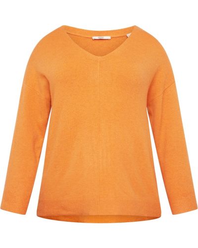 Jednofarebný vlnený priliehavý sveter Esprit Curves - oranžová