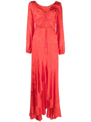Жакардова вечерна рокля с волани Silvia Tcherassi червено