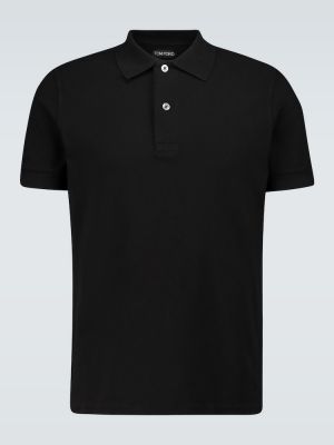Памучна поло тениска Tom Ford черно