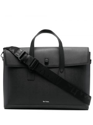 Kožna torba za laptop s printom Paul Smith crna
