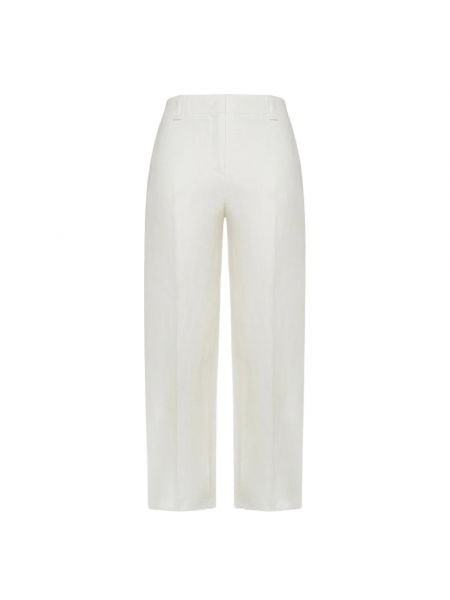 Lniane proste spodnie Peuterey białe
