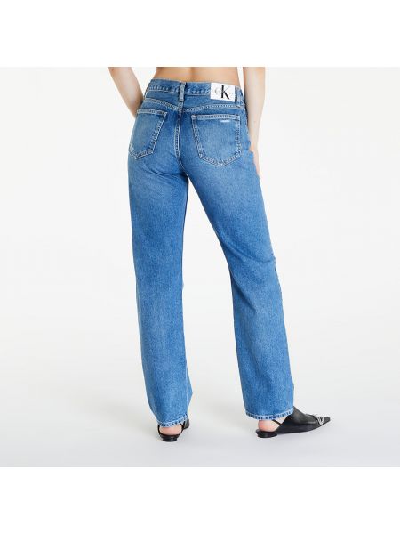 Straight fit džíny s nízkým pasem Calvin Klein modré