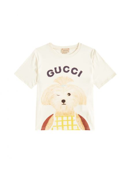 Trykt bomuld t-shirt for piger Gucci Kids hvid