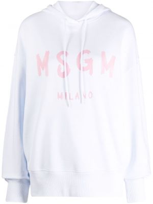 Jersey hoodie aus baumwoll mit print Msgm weiß