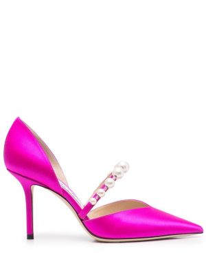 Pantofi cu toc cu perle Jimmy Choo roz