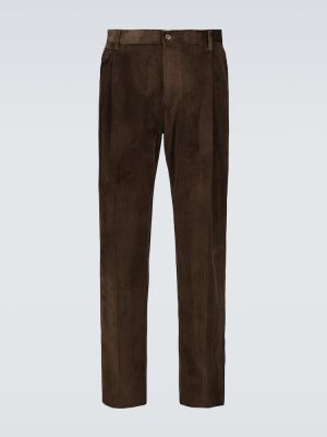 Плисирани панталон от рипсено кадифе slim Dolce&gabbana кафяво