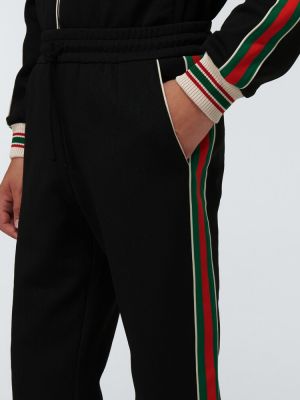 Жакардови спортни панталони Gucci черно