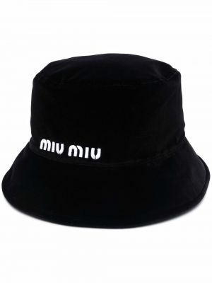 Haftowany kapelusz Miu Miu czarny