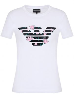 T-shirt mit print mit rundem ausschnitt Emporio Armani weiß