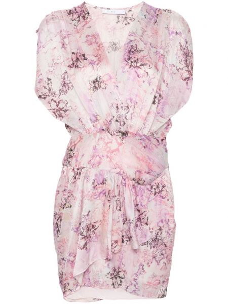Mini obleka s cvetličnim vzorcem s potiskom Iro roza