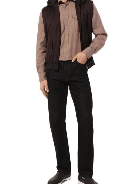 Джинсовая рубашка Corneliani коричневая