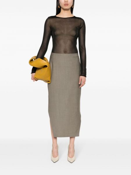 Spódnica z wysoką talią wełniana Givenchy beżowa