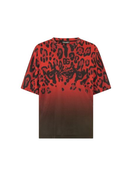 Dzianinowa koszulka z nadrukiem Dolce And Gabbana czerwona