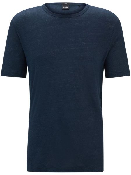 T-shirt en lin avec manches courtes Boss bleu