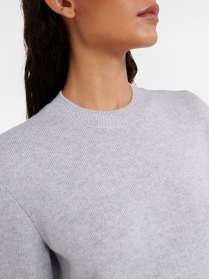 Kašmírový kožený sveter Bottega Veneta sivá