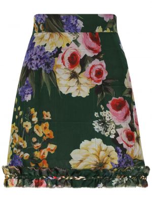 Kvetinová šifonová minisukňa s potlačou Dolce & Gabbana