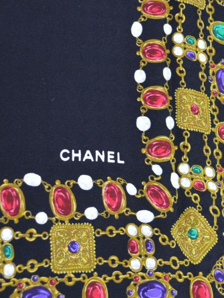 Jedwabna szal z nadrukiem Chanel Pre-owned czarna