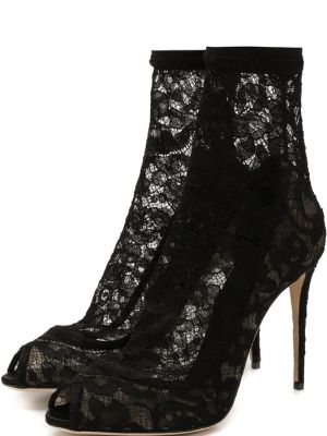 Кружевные ботильоны на шпильке Dolce & Gabbana черные