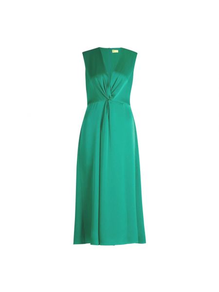 Sukienka midi z dekoltem w serek elegancka Vera Mont zielona